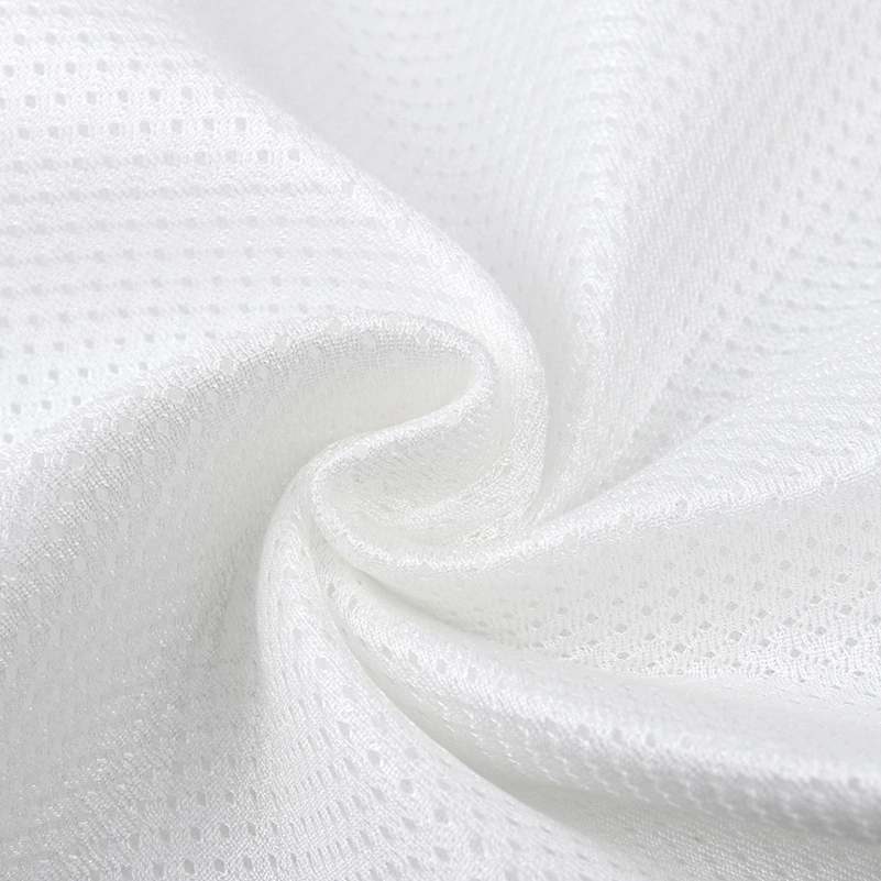 White Color 100% Polyester Sandwich Mesh Fabric Breathable Thickened Elastic Eye-Bird 3D Air Mesh Fabric