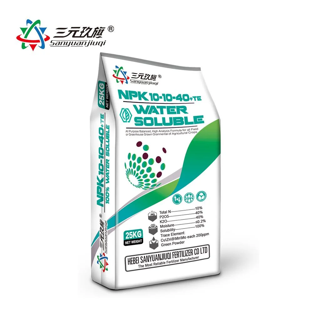 Elevado grau de pureza da água agrícolas em pó solúvel fertilizantes NPK 10-5-40