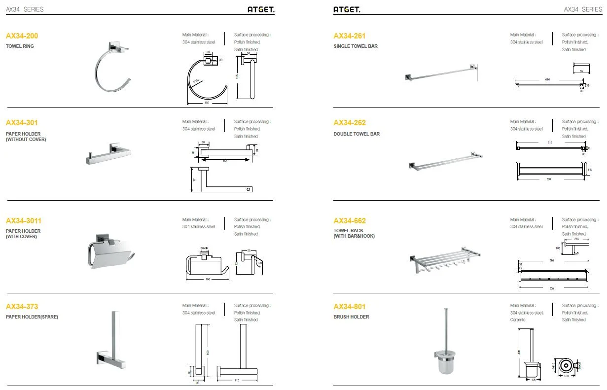 Robe Hook Stainless Steel Bathroom Accessories Sanitary Bathroom Fittings Hardware Set