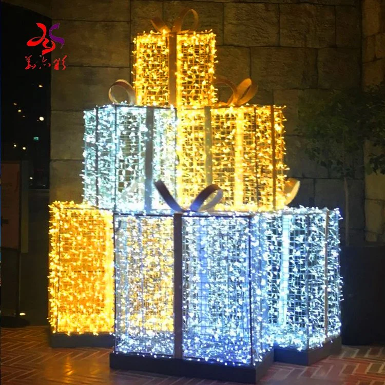 Christmas Gift Box 3D Motif Lights Beatiful Present Box Motif Light for Christmas