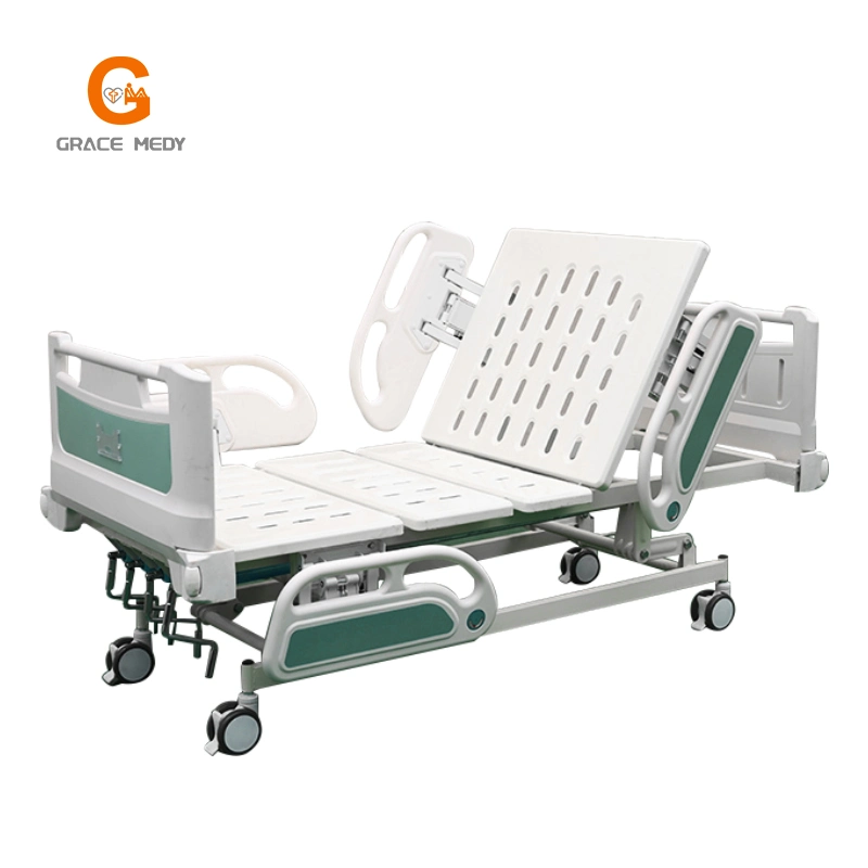 Cheap 5 Function 4 Crank Manual Medical Hospital Bed Detachable Headboard