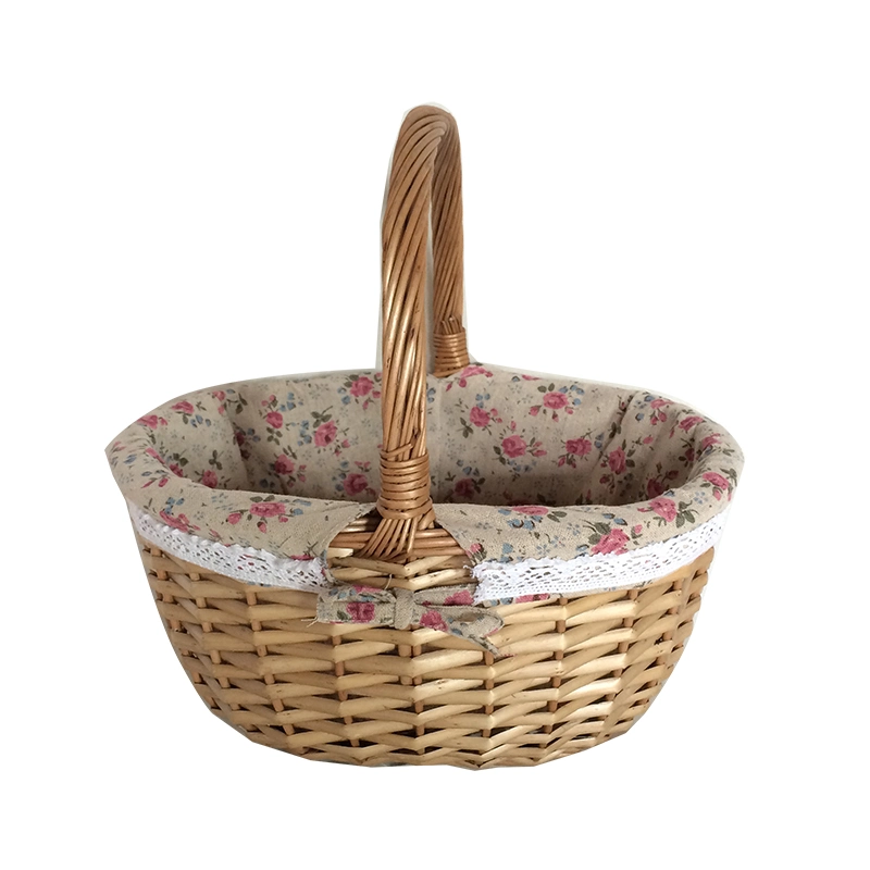 Wholesale/Supplier Willow Basket with Handle Lining Storage Fruit Picnic Baskets