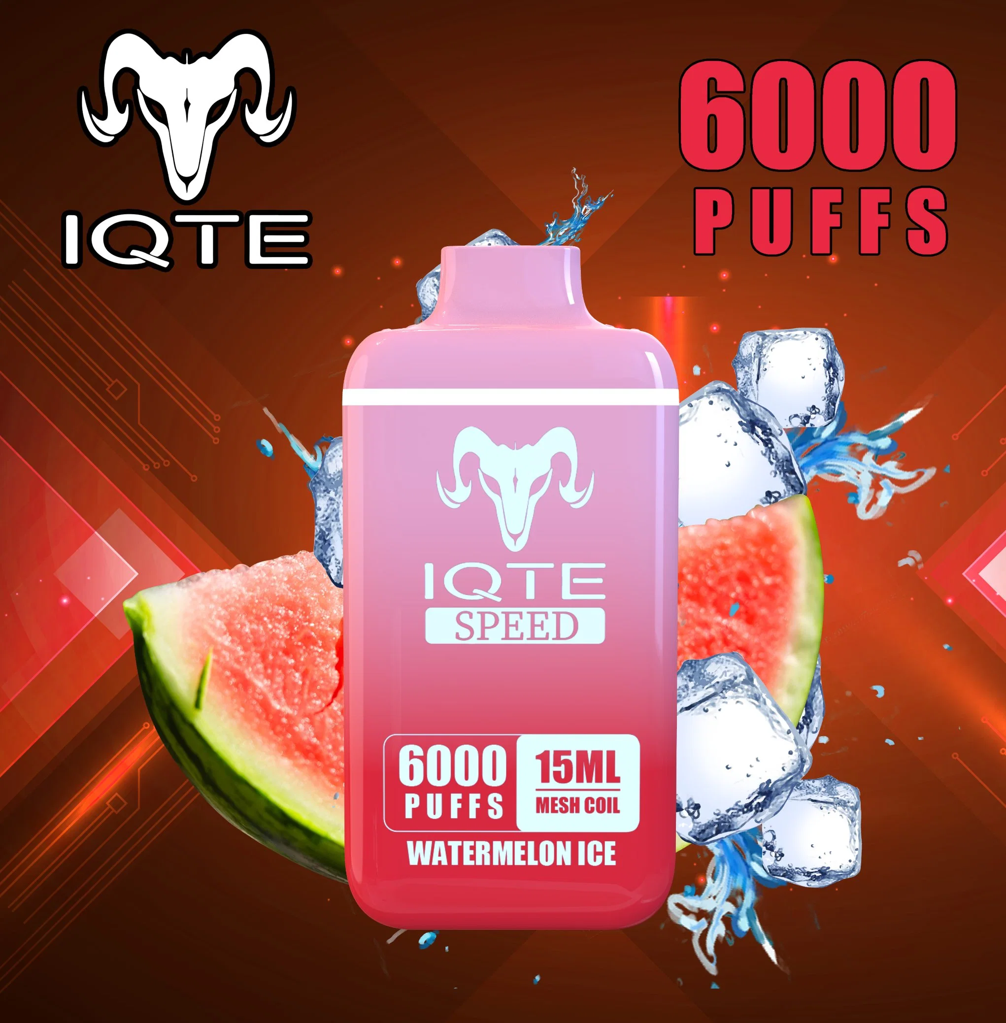 Usine Vente en gros Vape 6000puffs Iqte vitesse 10 arômes mesh Coil Vapeur jetable