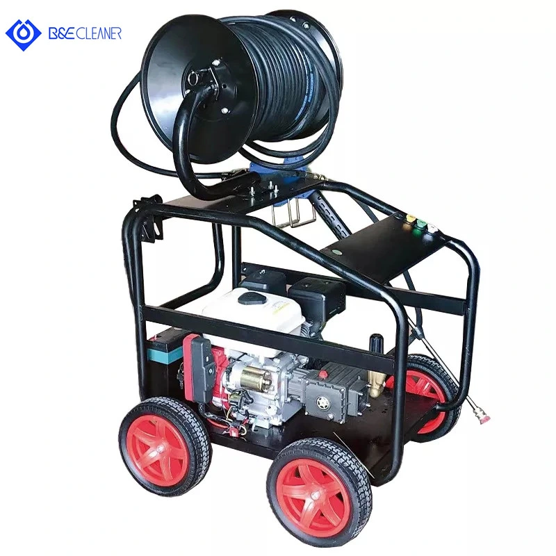 20hp البنزين عالي الضغط تنظيف الصرف الصحي آلة تنظيف المياه 30 lpm 250 بار ماكينات التنظيف