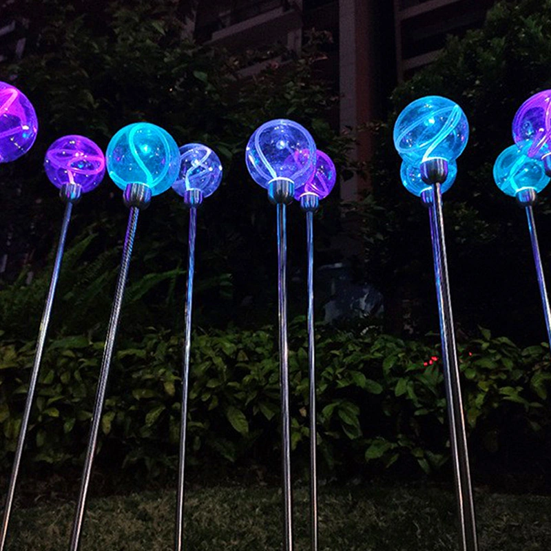 Outdoor IP65 Waterproof Decorative LED Fiber Optic Spherical Lamp Garden Lamp Solar Flower Lights for Walkway Wedding Party Yard Patio Pathway