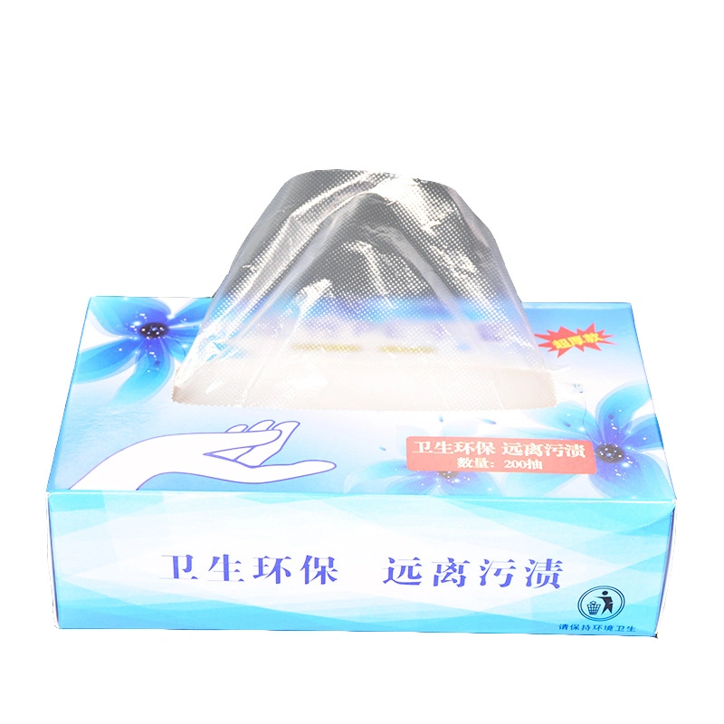 26*29 0.7g Transparent 100PCS Per Pack 100packs Per Carton HDPE Plastic PE Glove with Hang Hole Disposable Plastic Gloves with Printing