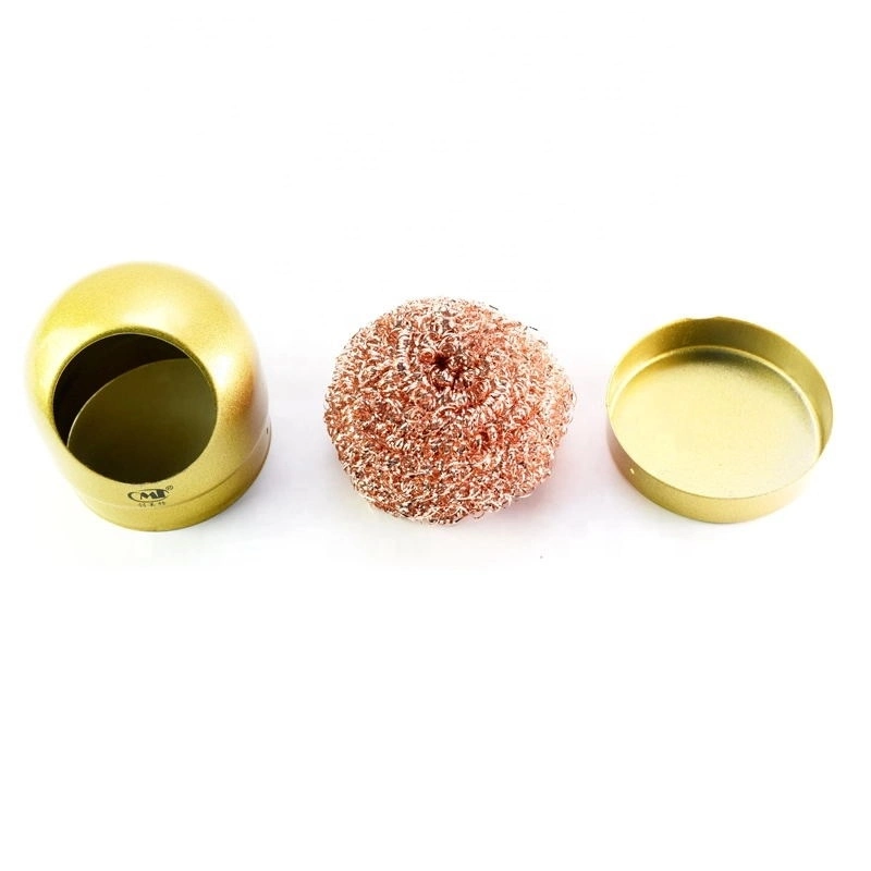 Hot Selling Gold Metal Steel Wire Ball Stand Set Welding Soldering Solder Iron Tip Cleaner Cleaning Steel