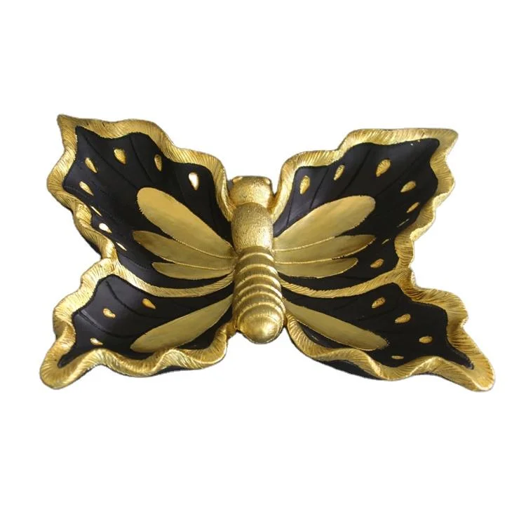 Wholesale/Supplier Butterfly Storage Plate Golden Decorative Tray Tabletop Home Decorations Resin Crafts Arts