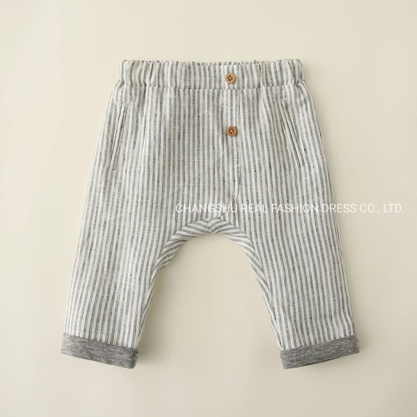 Neugeborenes Baby Tragen Kleinkinder Gewebte Beige Leinen Hose Kleidung Mit Falz Hem