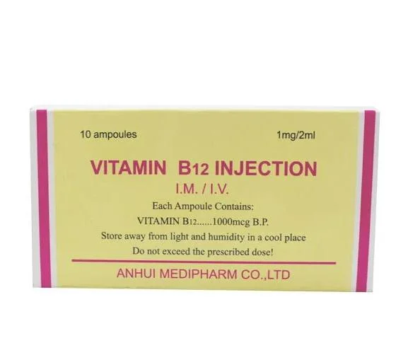 Vitamin B12 Injection 1mg/2ml Finished Medicine with GMP