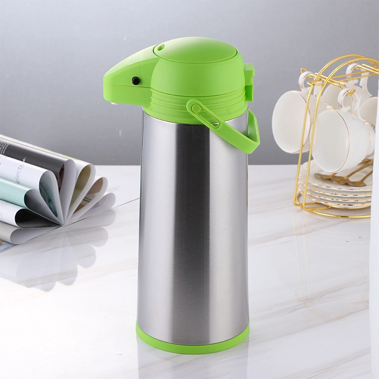 1.9L Cheap Air Pump Carafe Dispenser Stainless Steel Vacuum Flask Coffee Tea Hot Water Thermo