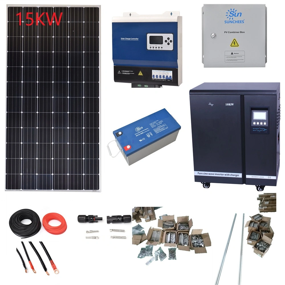 Hybrid Offgrid Solar System 15kw Batery Solar Panel Inverter Generator for Home