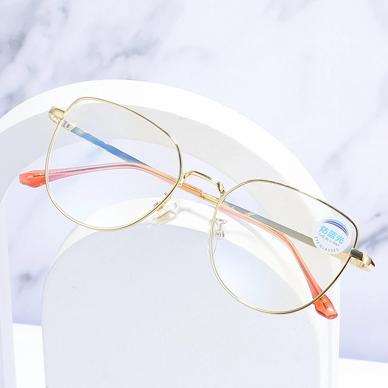 أفضل جودة EyewEAR Eye Acetate Eye Eye frames، Thin Retro Round Eyglasses الإطارات ذراع معدنية مربع أسود مربع مضاد للضوء الأزرق إطار النظارات