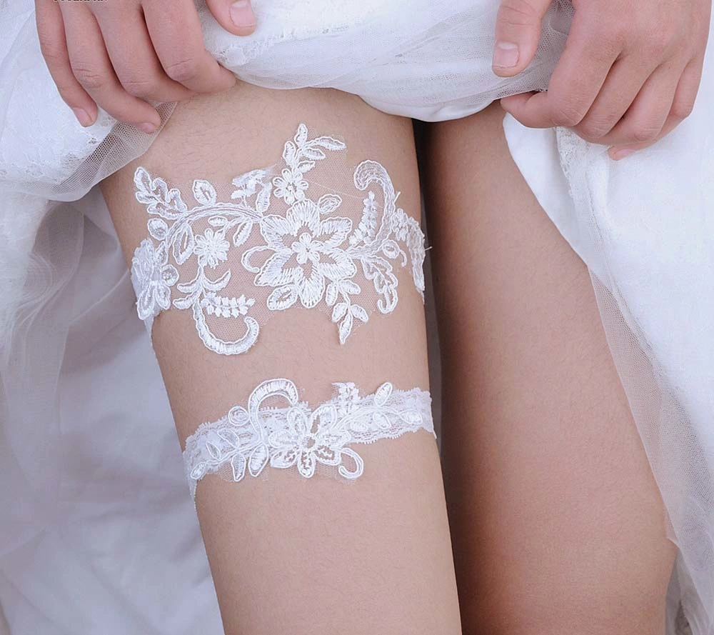 Hgt3017 ensemble de jarretières de mariée Garter, dentelle dentelle bride de mariage accessoire de mariage