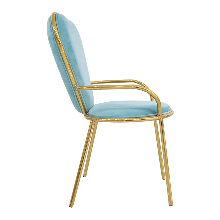 Wholesale/Supplier Home Furniture Hotel Restaurant Metal Frame Blue Velvet Fabric Wedding Chair