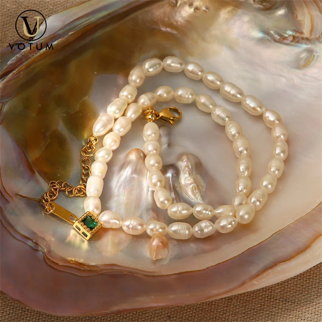 Votum OEM Factory 925 Sterling Silver Gold Plated Chinese Freshwater Pearl Personalizar Collar de espinela Joyas al por mayor