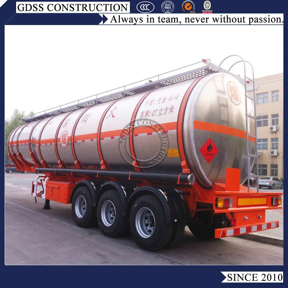 3 Axles Acid Alkaline Chemical Solvent Solution Liquid Container Bulk Truck Tractor Heavy Duty Drum Utility Trailer Oil Fuel Semi Trailer Aluminum Tanker