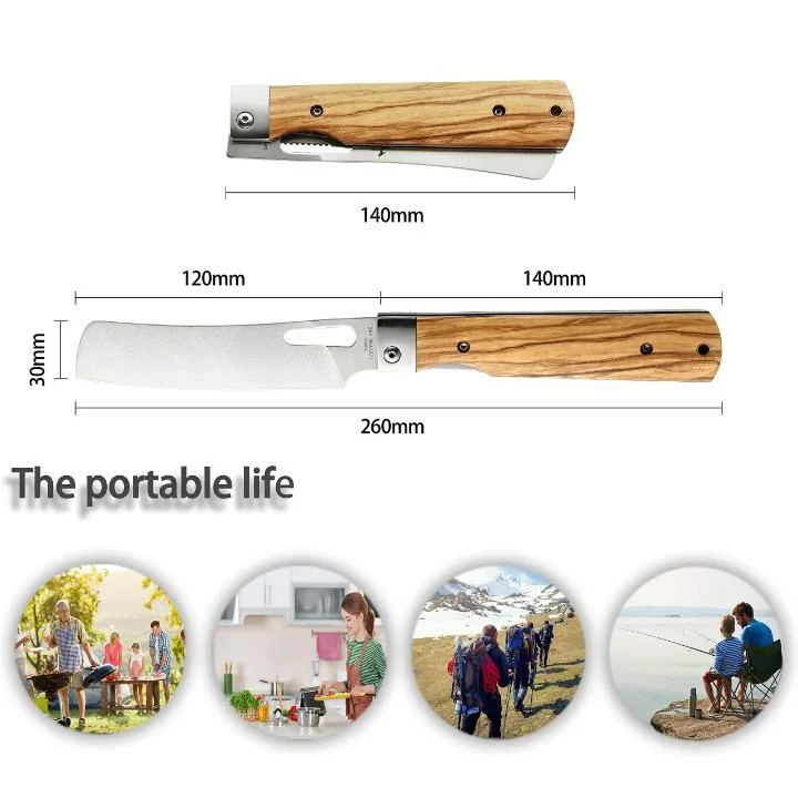 Pocket Folding Kitchen Fruit Utility Chef Knife Peeling Olive Handle Camping Outdoor