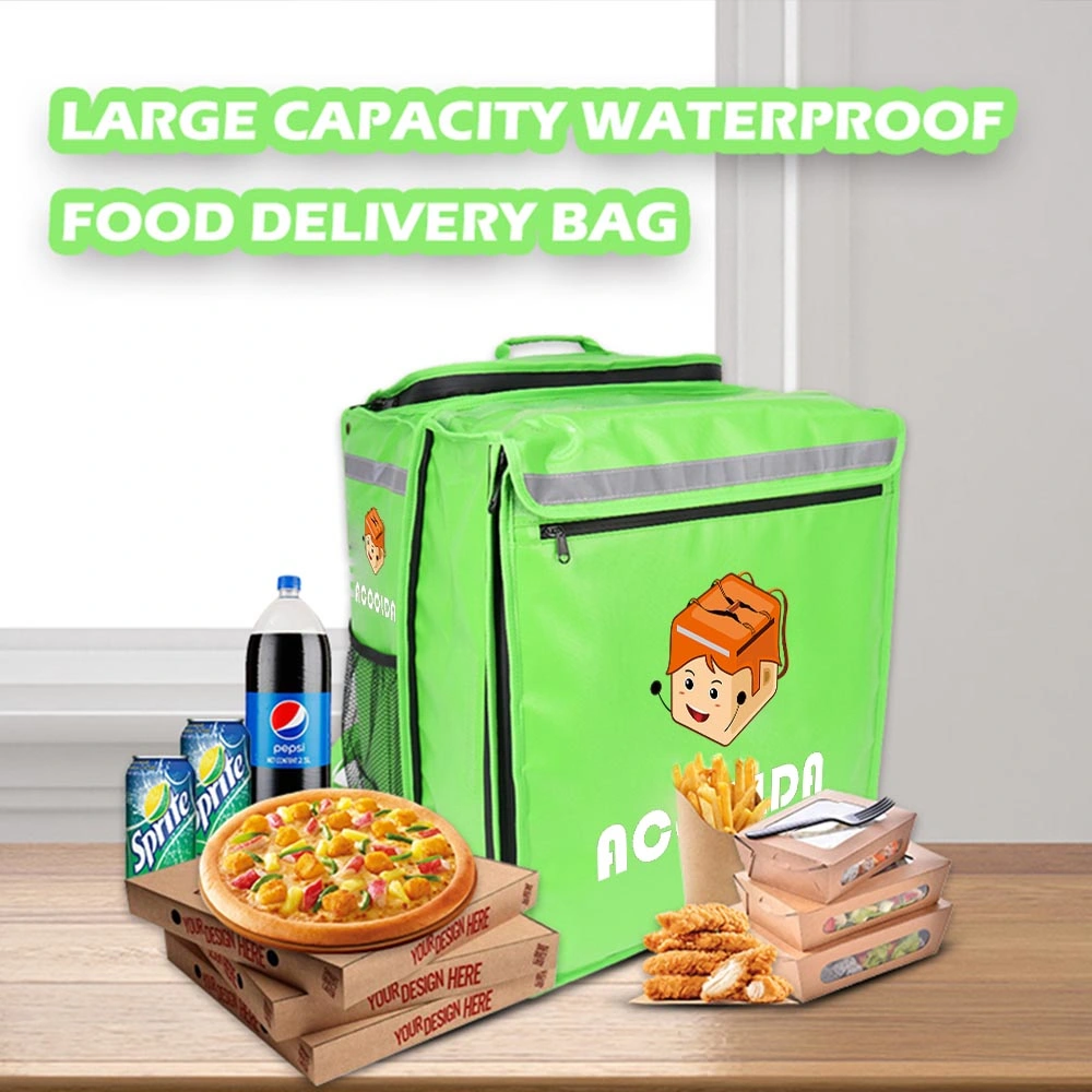 Fabricante OEM ODM Ube Eats Bag 500d PVC Delivery BackPack Mochila de transporte de comida para Pizza isolada com folha de alumínio e fecho