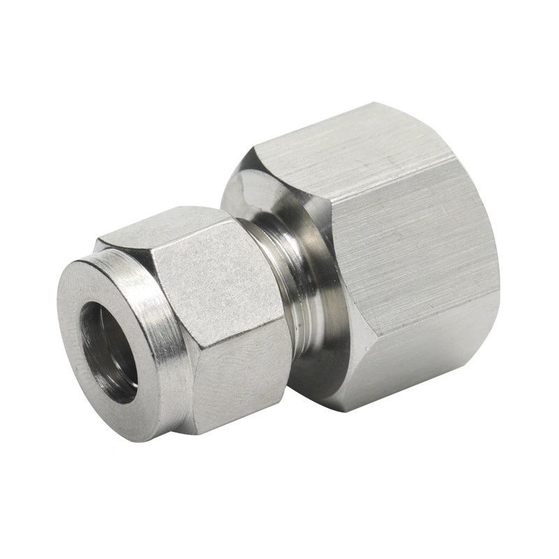 Pneumatic SS316L AISI316 Female Straight Nut Silvering Double Ferrule Tube Fittings