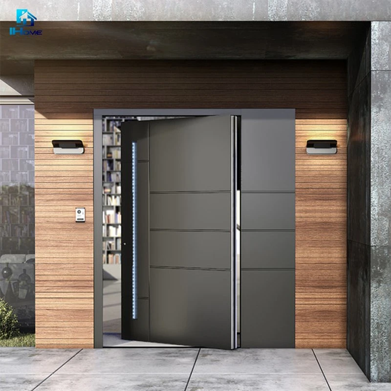 Modern Design Residential Stainless Steel Pivot Entry Door Timber Steel Panel Villa Main Wooden Pivot Door Entry Design