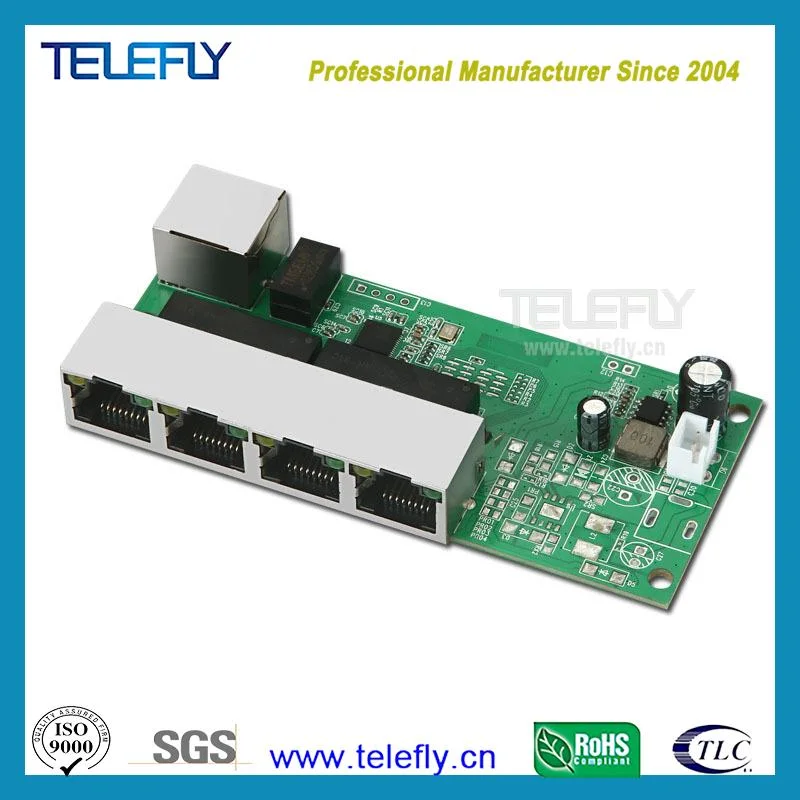 OEM Mini PCBA Assembly Poe 5 Ports 100m Network Switch PCB Module Manufacturer