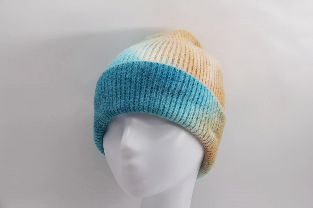 Chenille Knitted Tie-Dye Hat Child Fashion Winter Warmer Beanie Polyester Hat