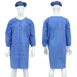 Wholesale/Supplier SMS Nonwoven Round Knitted Neck Lab Coat Disposable Hospital Staff Uniform for Doctor and Nurse