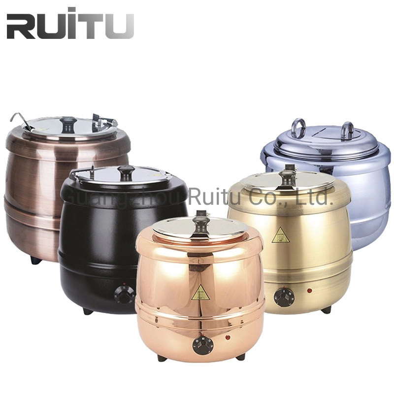 Kitchen Hot Food Container in Catering Buffet Stove with Lid Ladle Sunnex Electric Heating Hot Kettle Stainless Steel Soup Container Pot Warmer Soup Tureen