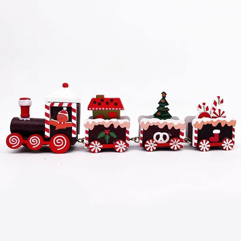 Christmas Presents Wooden Train Tabletop Decorations Christmas Children Toy