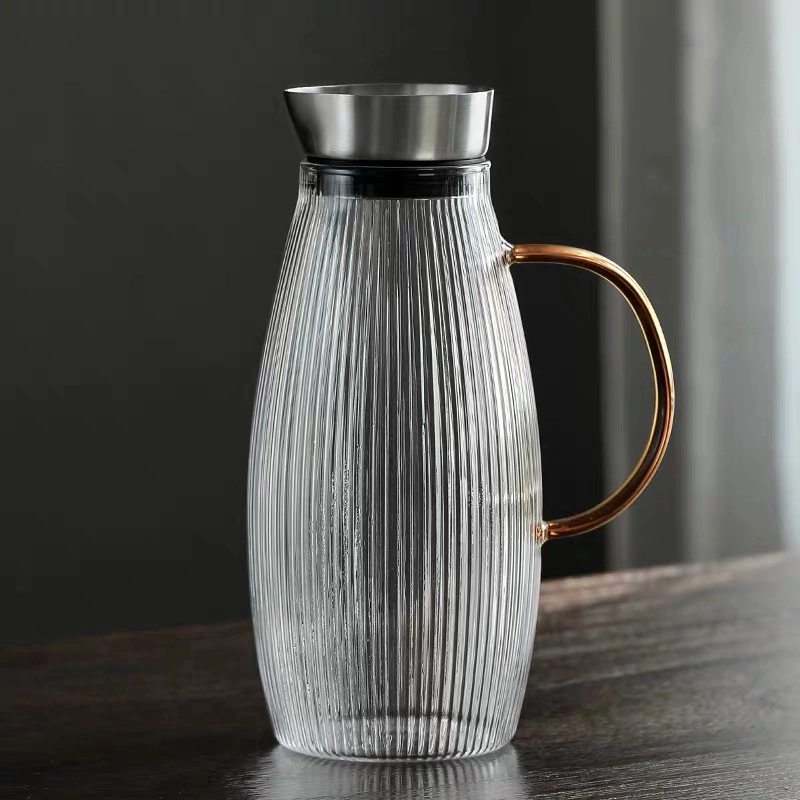 De vidro borossilicato de alta chaleira jarra de água vaso Carafe Drinkware com filtro de aço inoxidável de 1,7 L