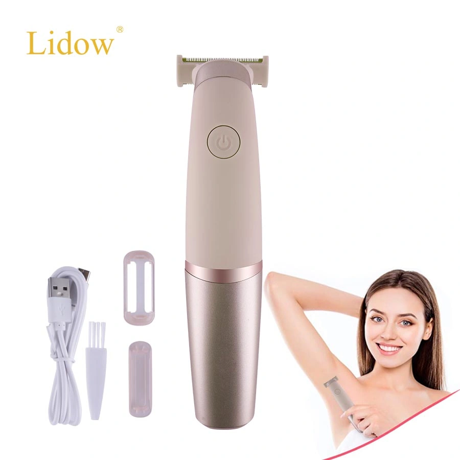 Depiladora recargable USB eléctrica femenina afeitadora corporal femenina Mini Trimmer Retiro del pelo para el bikini