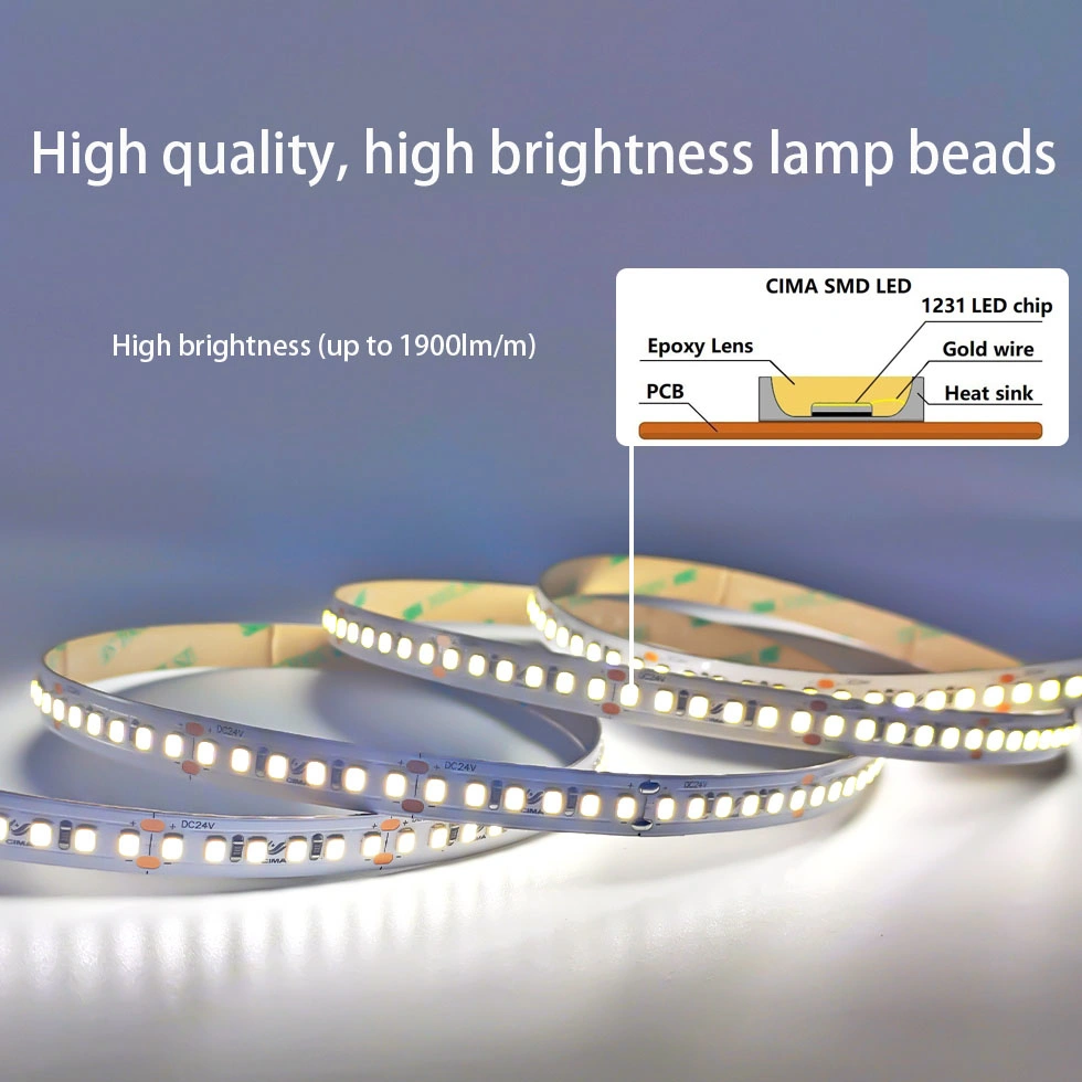 Barrette de LED RoHS ce 24 V garantie 3 ans 5 m/rouleau Barrettes de lumière à 5050 2835 LED 10 mmpcb 12 W.