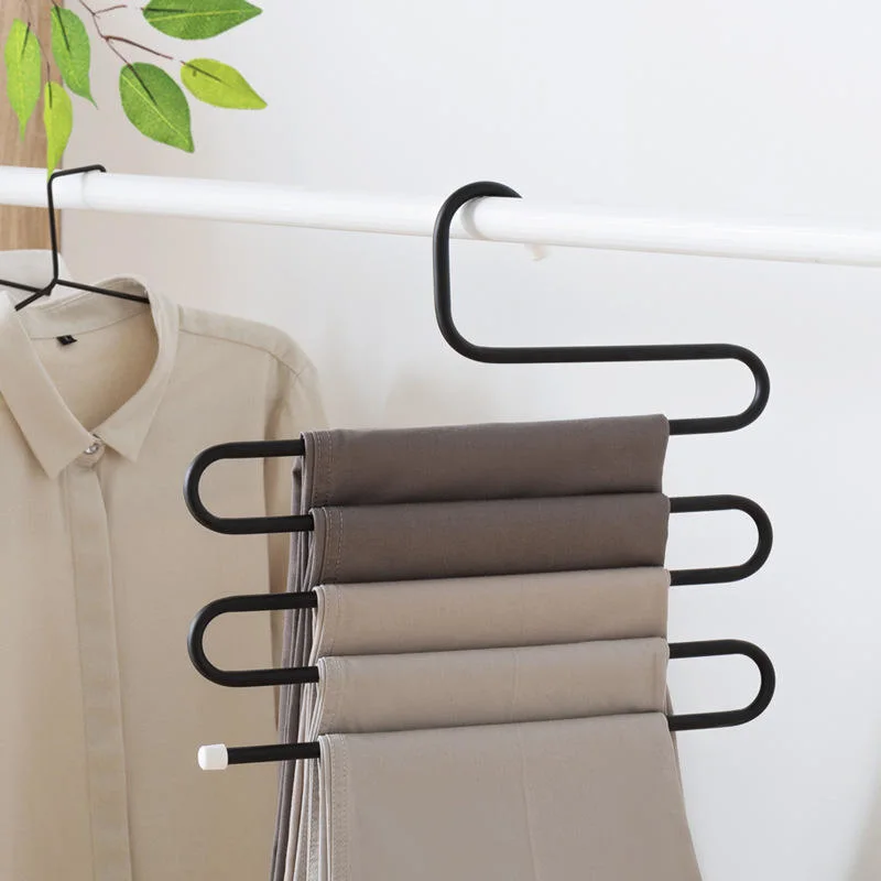 S-Type Multi-Purpose Closet Hangers for Hanging Jeans, Trouser, Scarf Storage Metal Rack