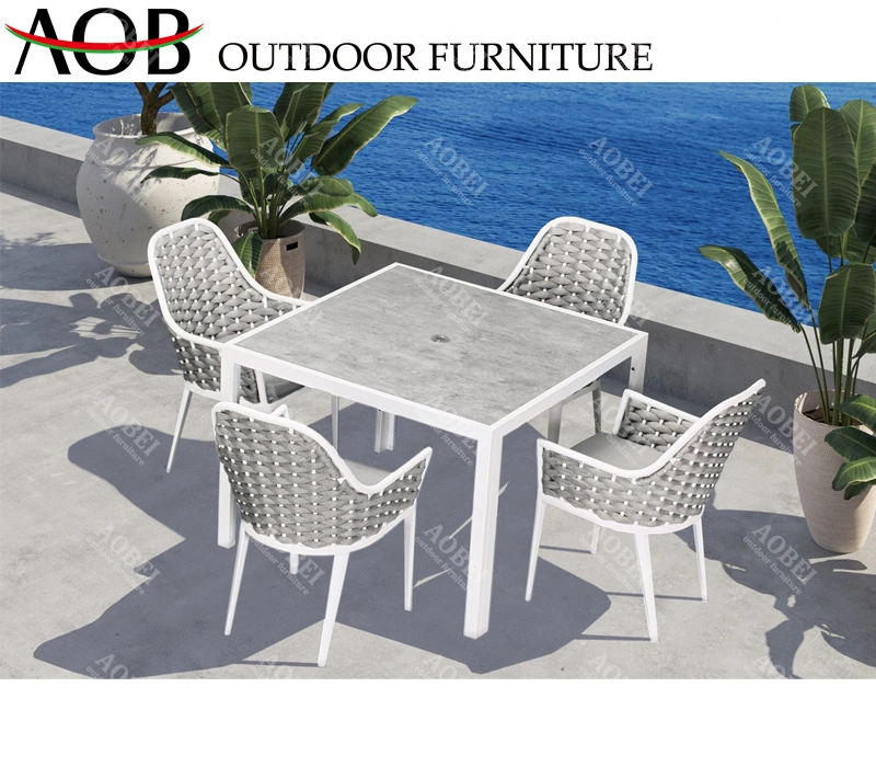 Modern Outdoor Garden Restaurant Patio Home Hotel Villa Aluminum Dining Set Chair Table Furniture