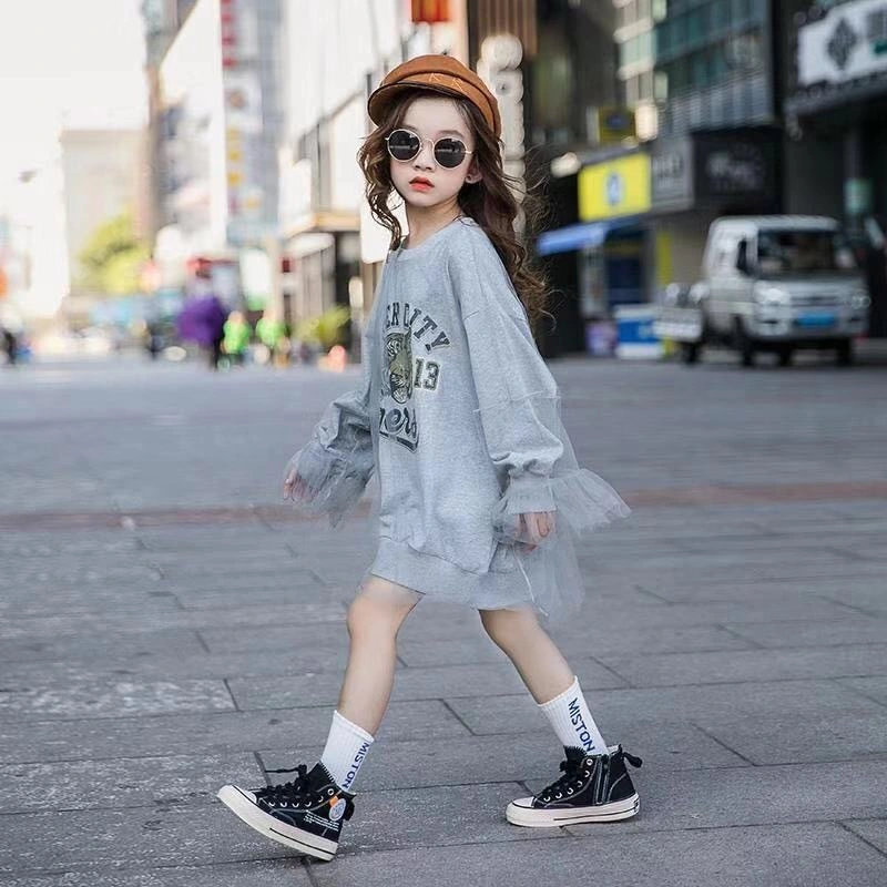 Autumn Children Girl Clothing Set Lace Sleeve Pullover Sweater + Cartoon Fashion Toddler Girl Winter Clothes