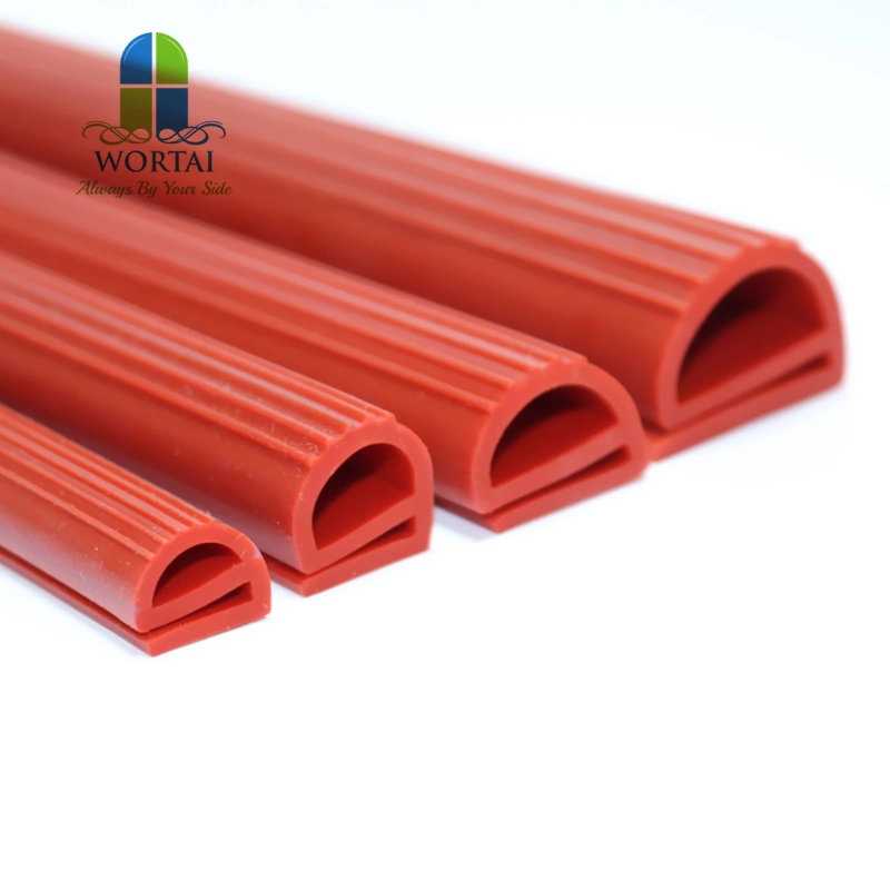 High Temperature Extruded Flexible E Shaped Rubber Silicone Edge Trim Sealing Strip for Oven Doors