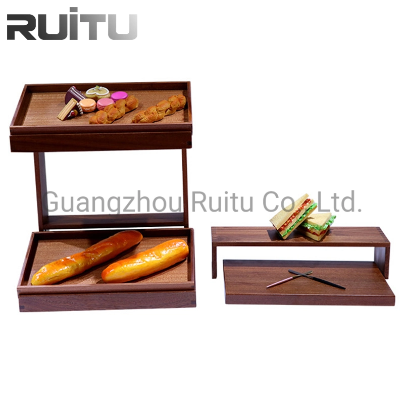 Hotel Bankett Buffetware Cupcake Display Ständer Tisch Edelstahl Holz Catering Dessert Display Dekoration Ausrüstung Food Risers Buffet