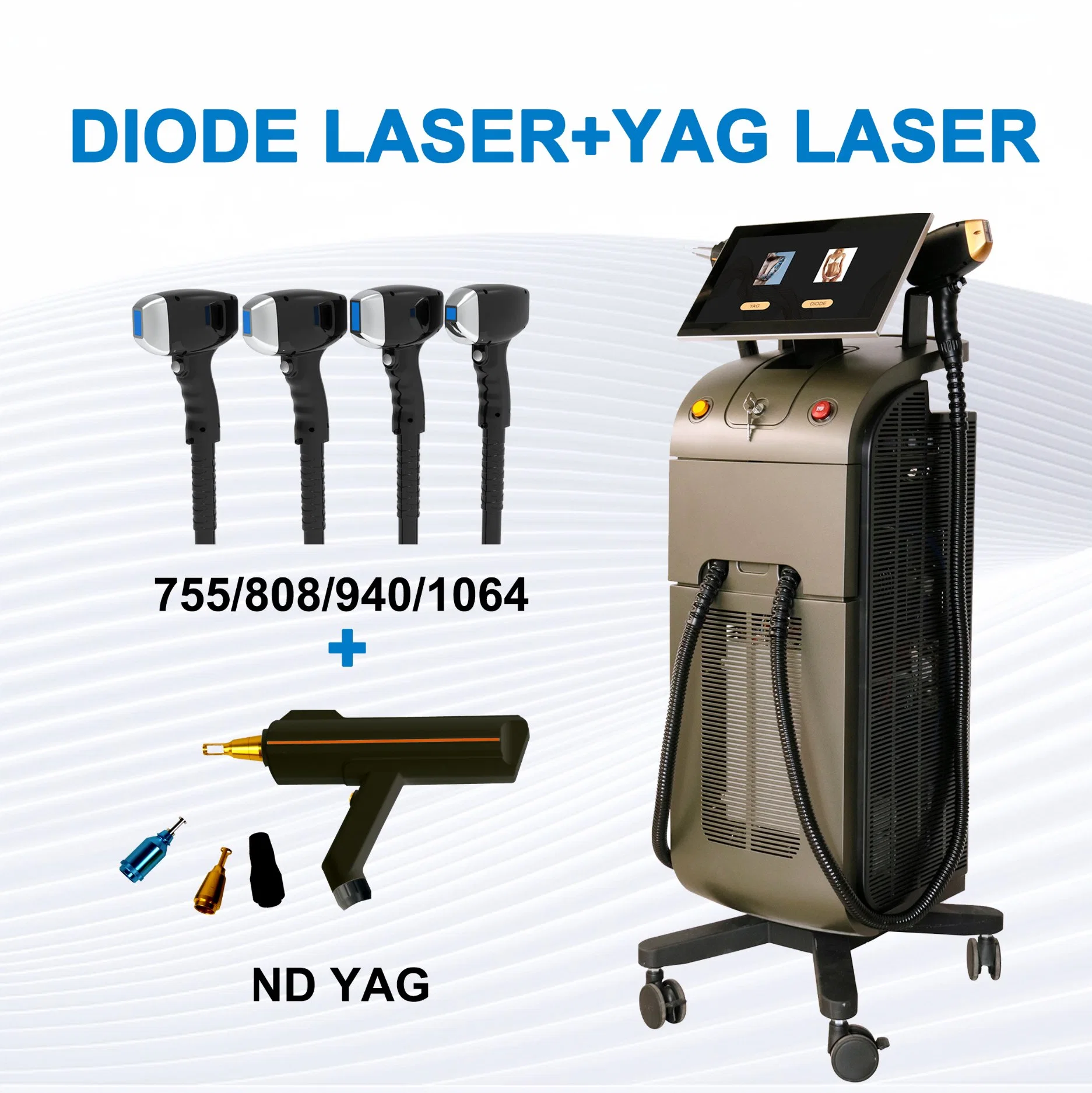 Km 2 in 1 Diode Laser Hair Removal Device YAG Laser Carbon Peeling Skin Tightening Equipment