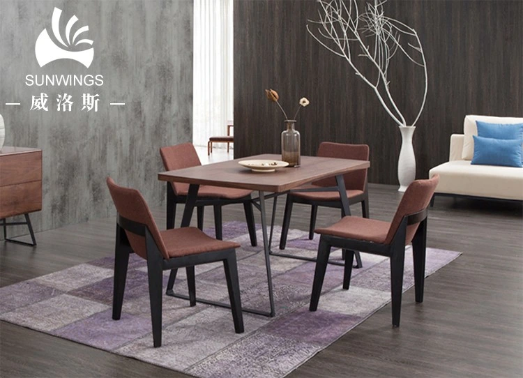 Modern Wooden Dining Table Metal Leg Dining Tables and Chairs Set