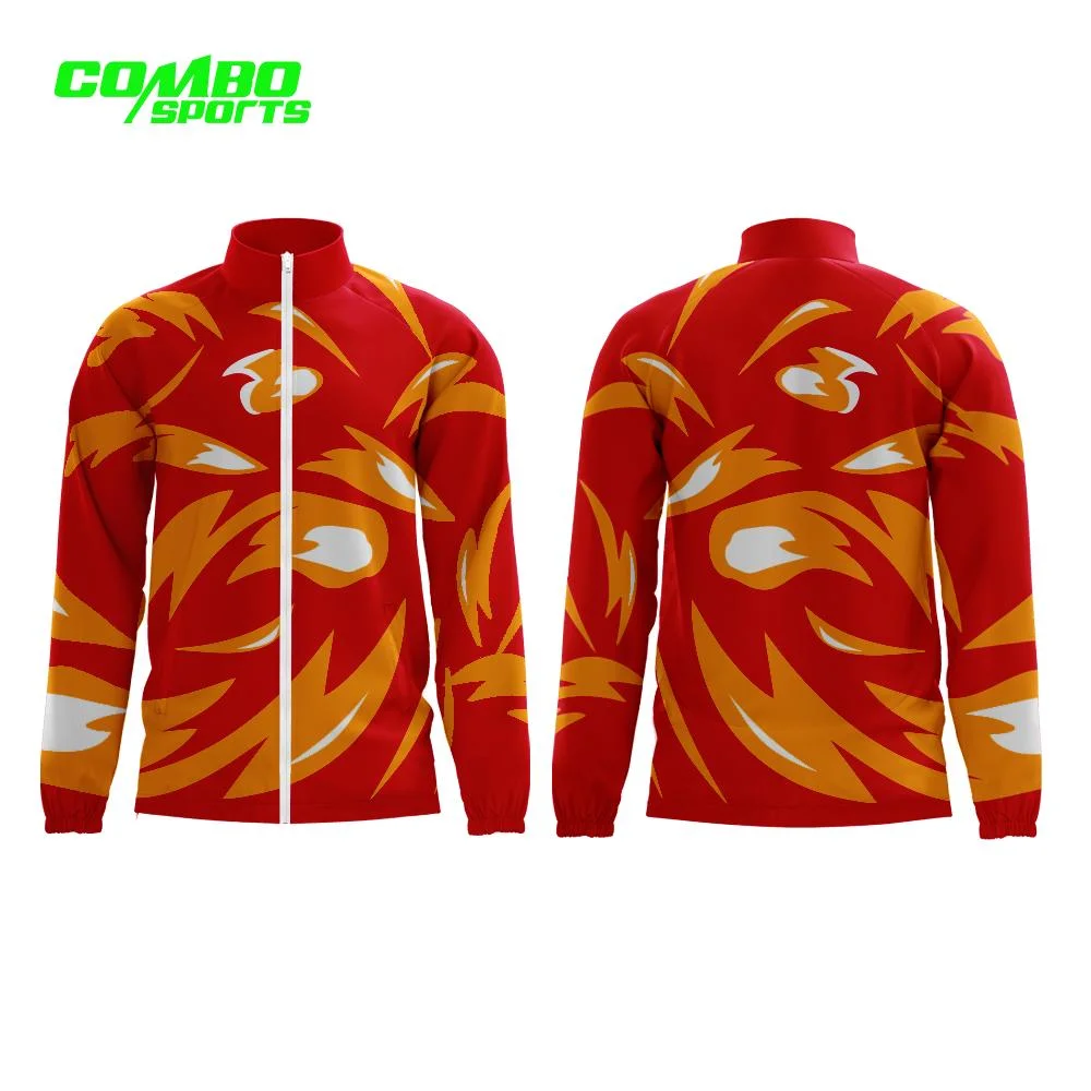 Combo Sublimation Printing 100% Polyester Track Suit Trainingsständer Kragen Herrenjacke