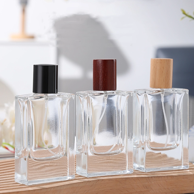 30ml couvercles en bois vide pompe verre pulvérisateur bouteille de parfum prête Stock