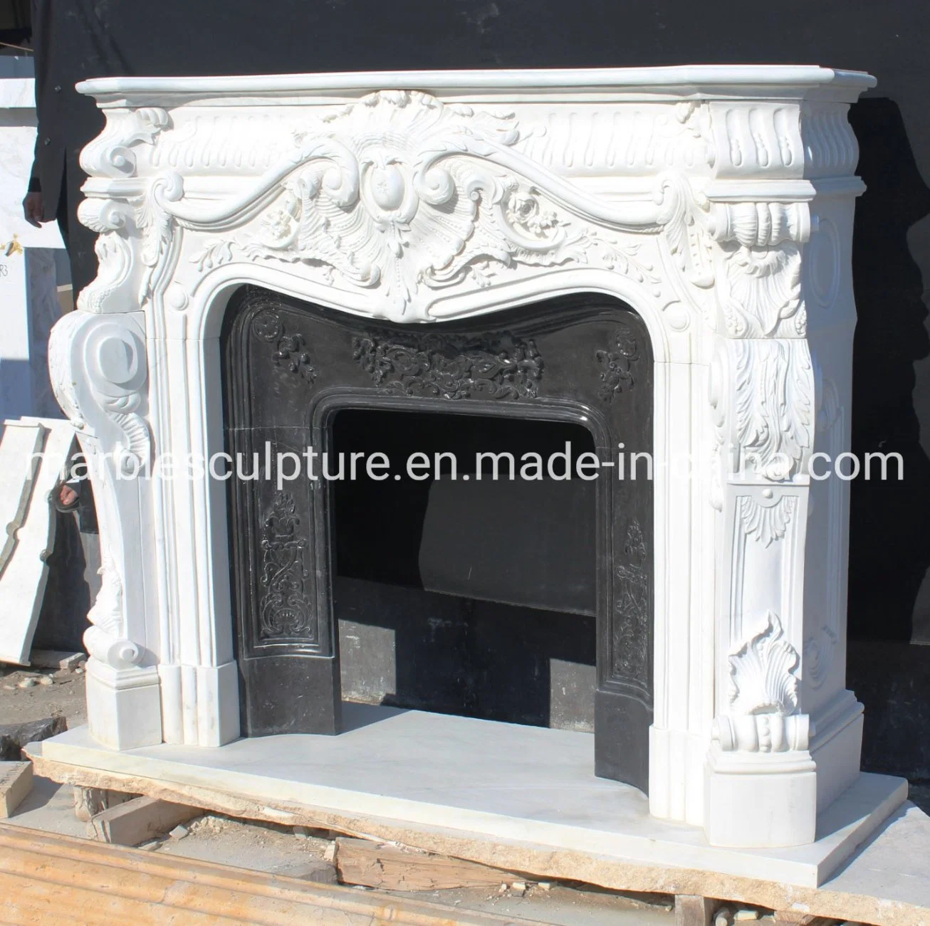 Indoor Use Natural Stone Marble Fireplace Unique Design (SYMF-358)