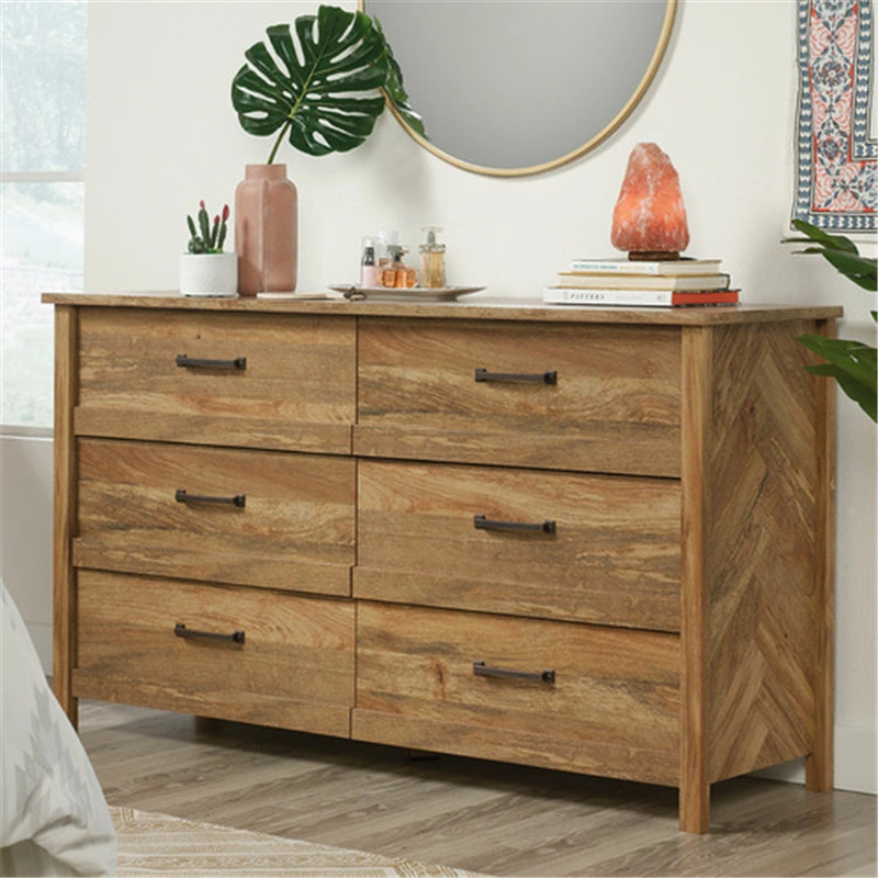 Grey Wooden Living Room Filling Cabinet 6 Drawers of Chest Cannery Bridge 6 Drawer Dresser for Living Room and Bedroom Furniture