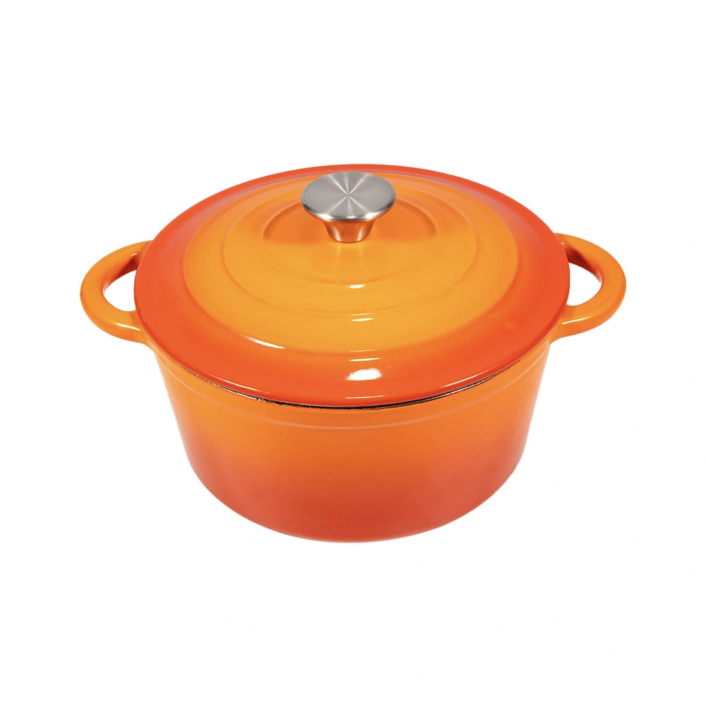 Gradient Orange Stainless Steel Lid Handle Cast Iron Enamel Cookware Dutch Oven