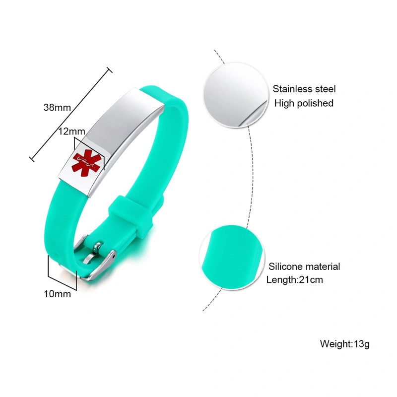 Гравировка силиконового герметика медицинское предупреждение ID браслет браслет в чрезвычайных ситуациях для мужчин
