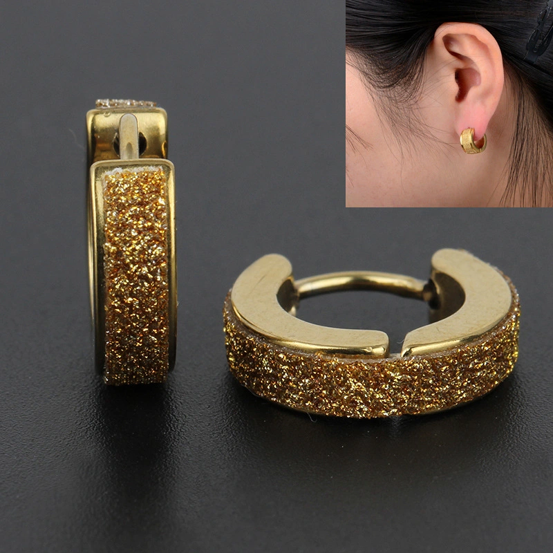 Fashion Safe Body Piercing Jewelry ASTM F136 Titanium Broadside High Shiny Edge Goldleaf Surface Hoop Huggie Earring Clicker Creoles Piercing Jewelry