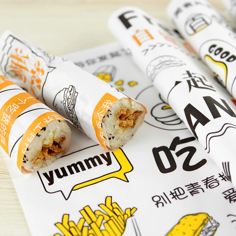 Food Grade Custom Logo Printed Wax Hamburger Fried Chicken Fries Grease Proof Sandwich Paper