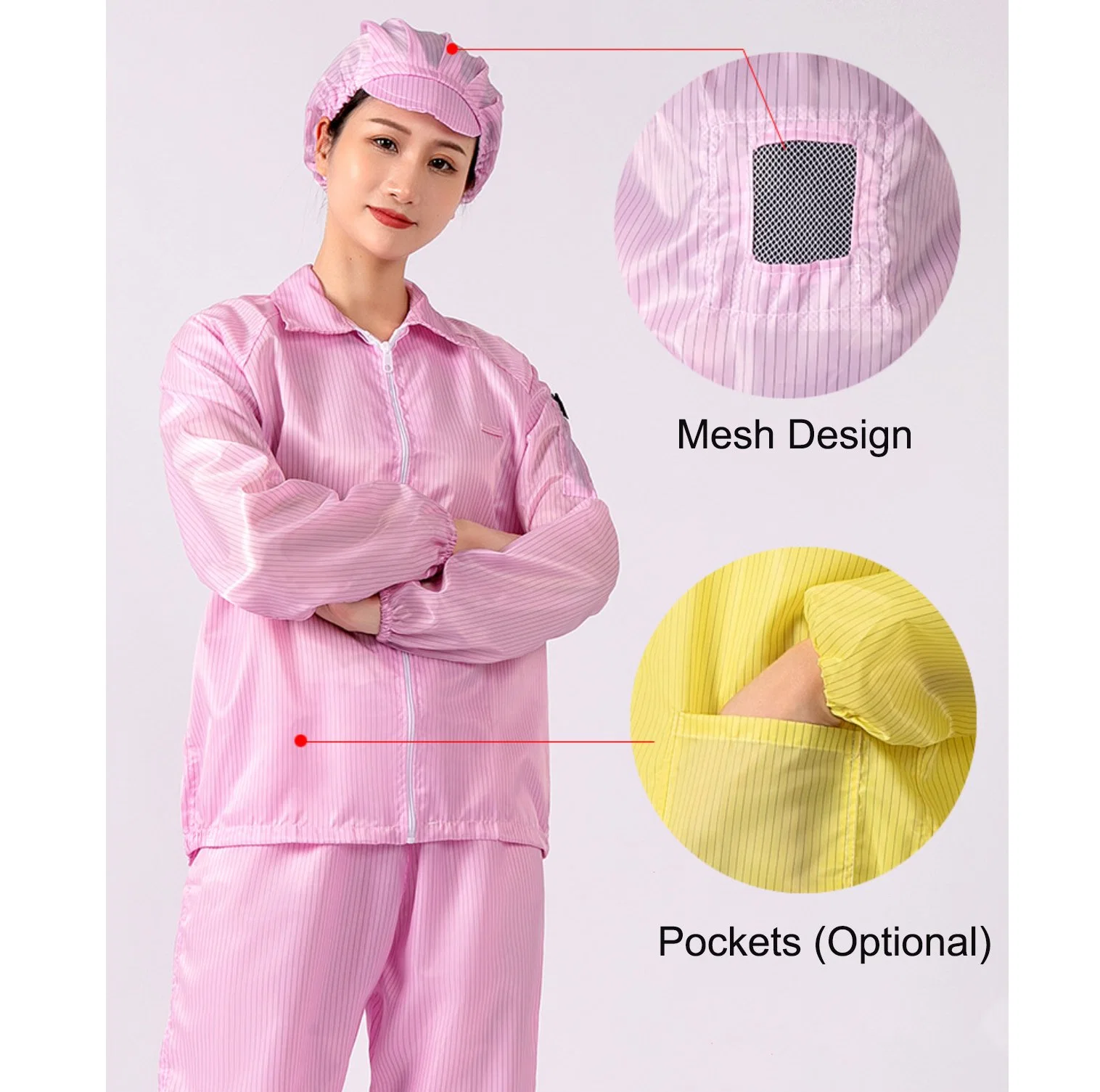 Clean-Room Working Polyester ESD Uniform Antistatic Garment