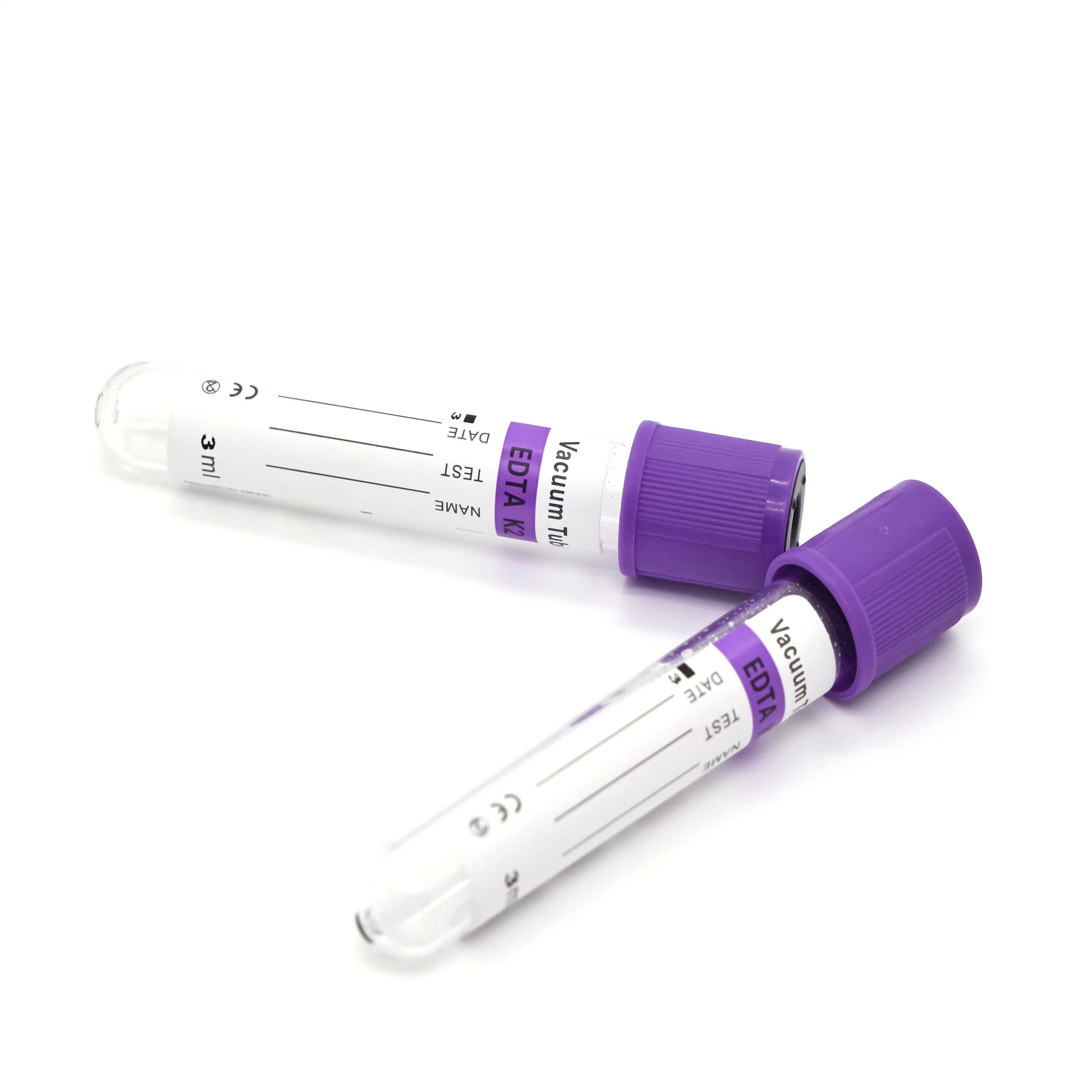 Vacío de artículos médicos desechables de tubo de extracción de sangre K2 K3 Tubo de EDTA Tapa púrpura